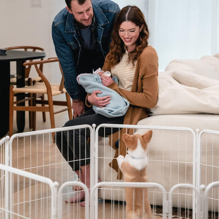 FXW Homeplus Indoor Dog Playpen - Stress-Free and Safe Play, 32 Inch 12 Panels for Puppy and Small Dogs, White│Patented - new