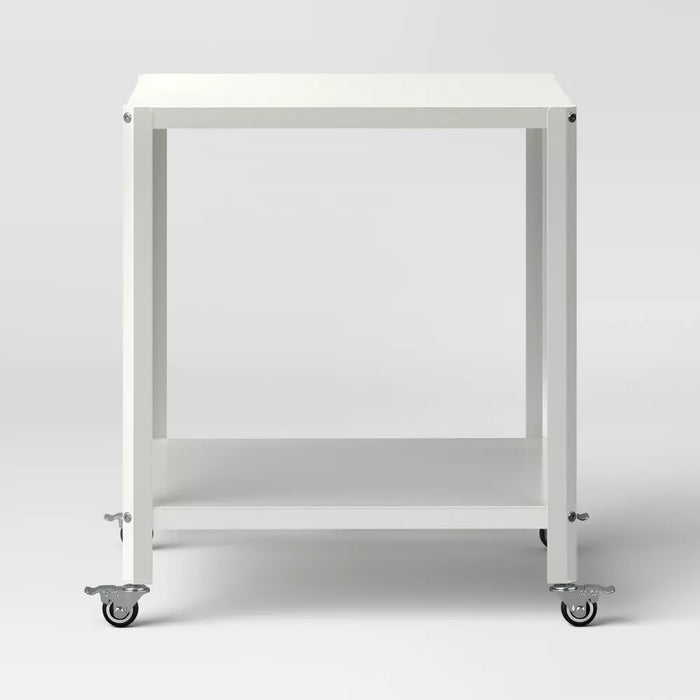 Metal Accent Rolling Side Table Chalk White - Room Essentials