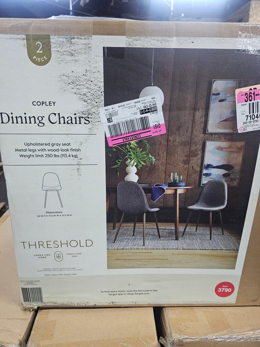 Copley Upholstered Dining Chair - 2 Pack (Dark Gray)