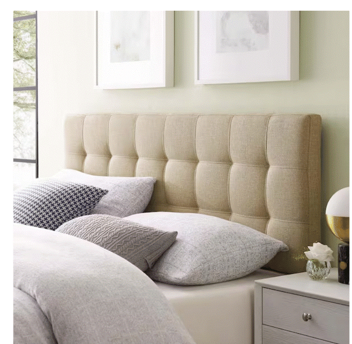MODWAY Lily Beige Queen Upholstered Fabric Headboard - new