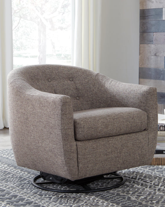 Upshur Taupe Swivel Glider Accent Chair