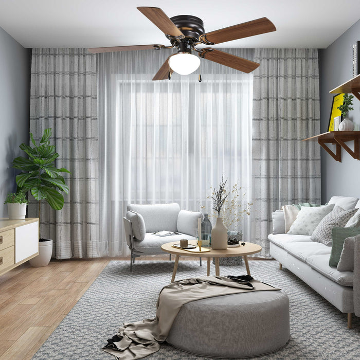 Mainstays 44" Hugger Indoor Ceiling Fan with Single Light, Bronze, 5 Blades, LED Bulb,Reverse Airflow - new