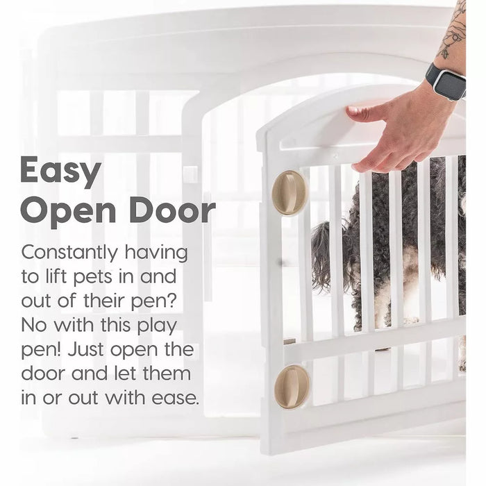 IRIS 4-10Panel 24/34"H Foldable Exercise Enclosure Plastic Pet Playpen with Door - open_box