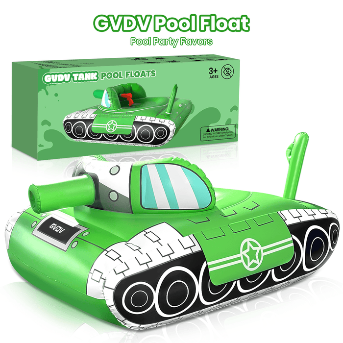 GVDV Inflatable Tank Pool Float for Adults & Kids, 61" x 44" Ride-On Float with Water Squirt Guns, Ideal for Summer Beach & Pool Party Water Battle Games - new