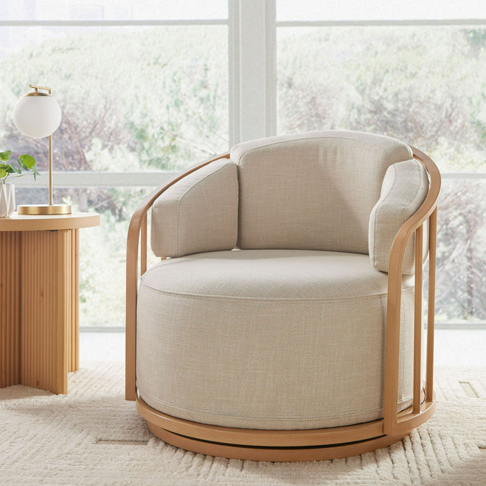 Better Homes & Gardens Lillian Swivel Birdcage Chair, Cream Linen - use_like_new