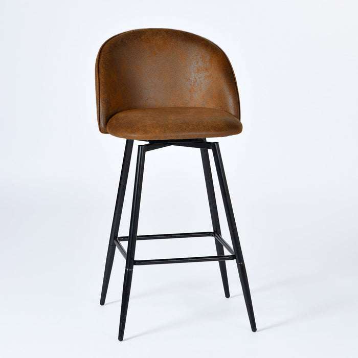 Homy Casa 26" Counter Height Bar Stools Set of 2, Swivel Stools for Kitchen Island, Brown - open_box