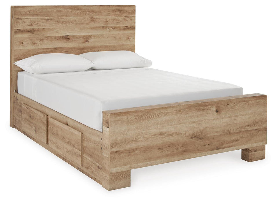 Hyanna Tan Brown Hyanna Full Panel Bed with 1 Side Storage
