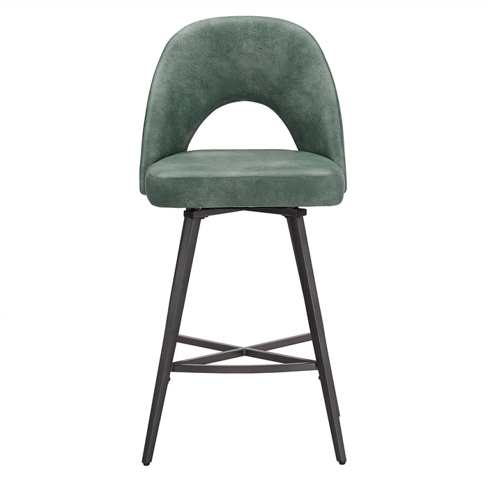 Weston Home Krista 24" Metal Swivel Mid Back Counter Stools, Set of 2, Teal - open_box