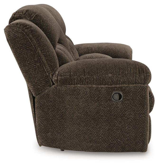 Frohn Chocolate Frohn Reclining Loveseat with Console