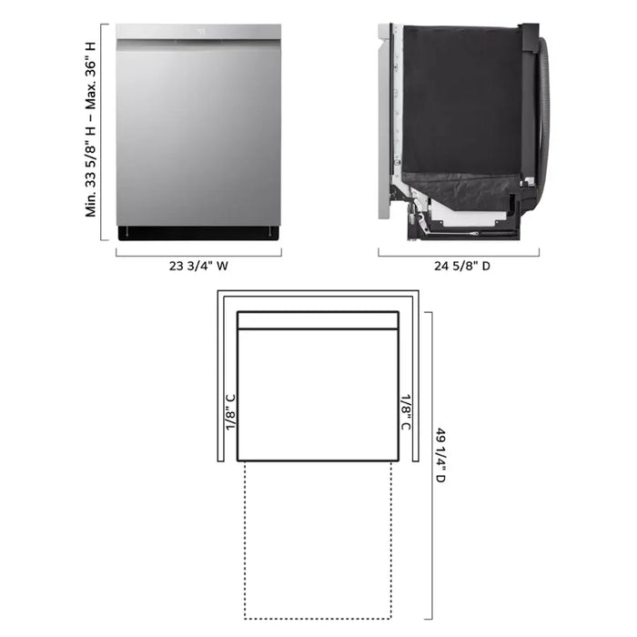 LG - 24" Top Control Smart Built-In Stainless Steel Tub Dishwasher with 3rd Rack, QuadWash Pro and 42dba - PrintProof Stainless Steel - open_box