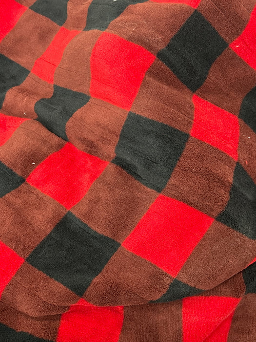 Sunbeam Electric Heated Throw Red/Black Plaid Microplush Faux Shearling 4 Heat 50x70 - new