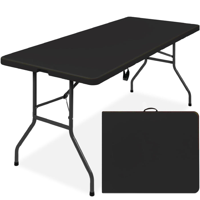 Best Choice Products 6ft Plastic Folding Table, Indoor Outdoor Heavy Duty Portable w/Handle, Lock for Picnic, Party, Camping - Black - new