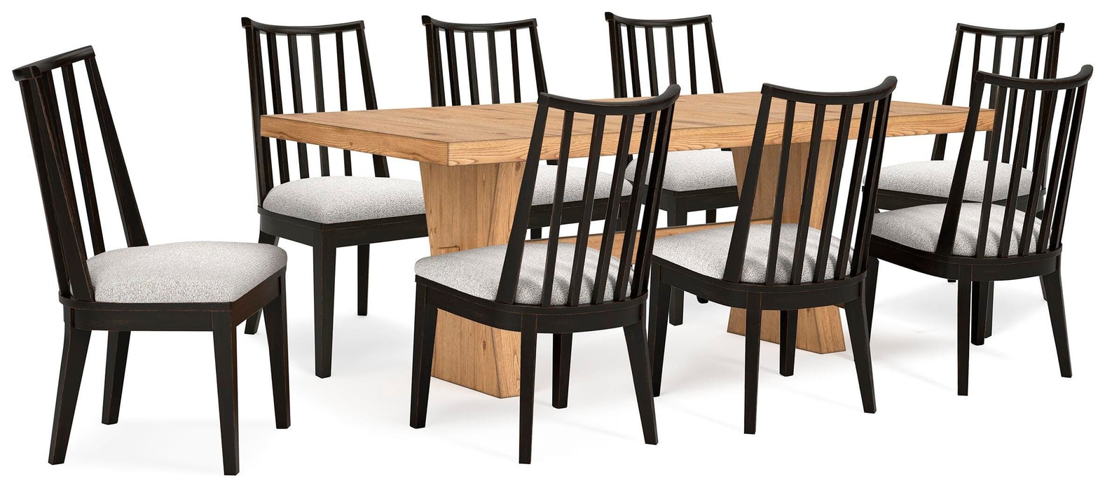 Galliden Light Brown Galliden Dining Table and 8 Chairs - Brand New