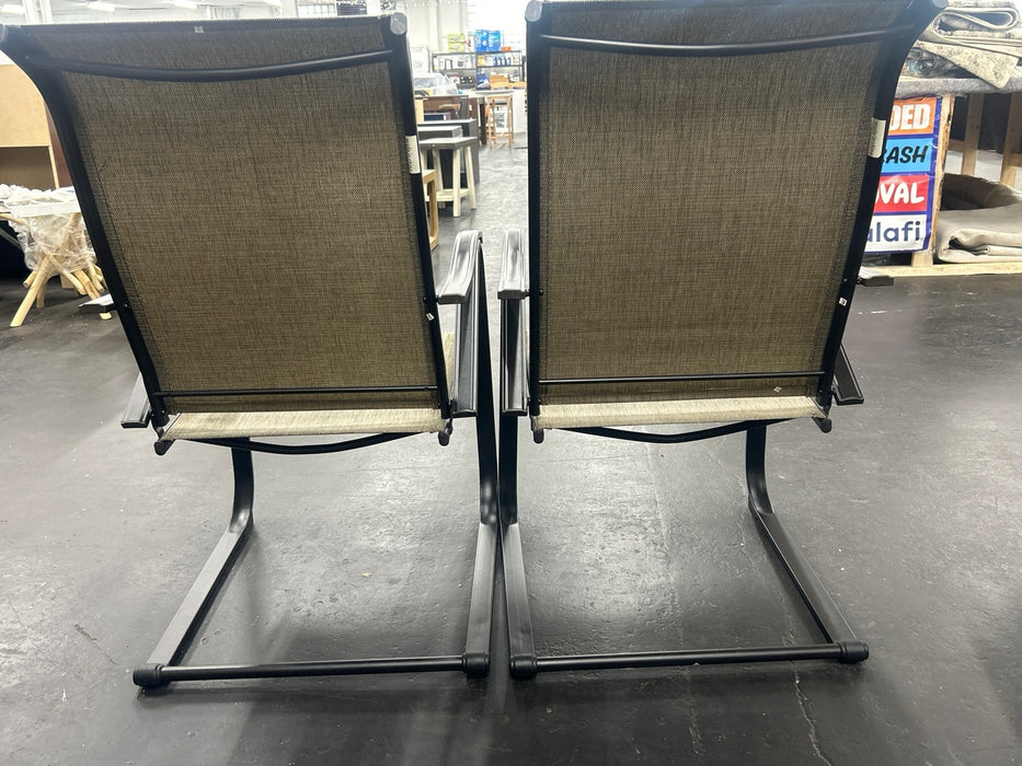 Black Ergonomic C-Spring Textilene Metal Patio Outdoor Dining Chair (2-Pack) - new