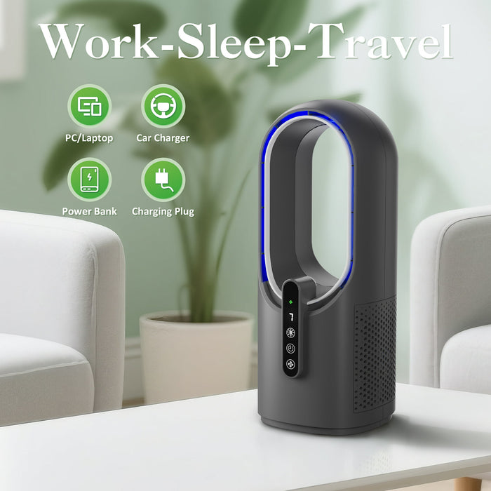Better Homes & Gardens Bladeless Cooling Fan with LED Light, Quiet Desk Fan 3 Speeds, Portable Touch Control for Office Home - new
