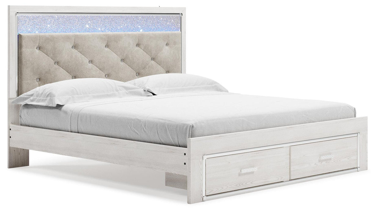 Altyra White Altyra King Upholstered Storage Bed