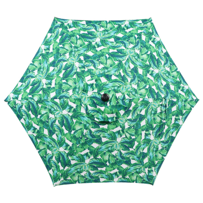 Mainstays Outdoor 7.5 Foot Palm Print Round Push-up and Tilt Market Patio Umbrella - open_box
