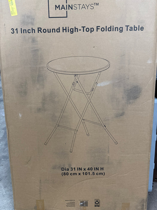 Byliable 32in Cocktail Table Folding High Top, Round Portable Plastic Bar Height Table for Parties,Patio,Dining Room, Banquet, Indoor Outdoor, Black - new