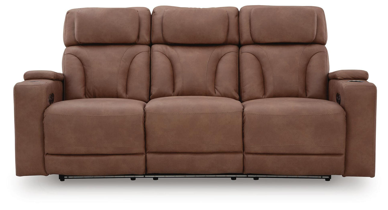 Point Clear Caramel PWR REC Sofa with ADJ Headrest