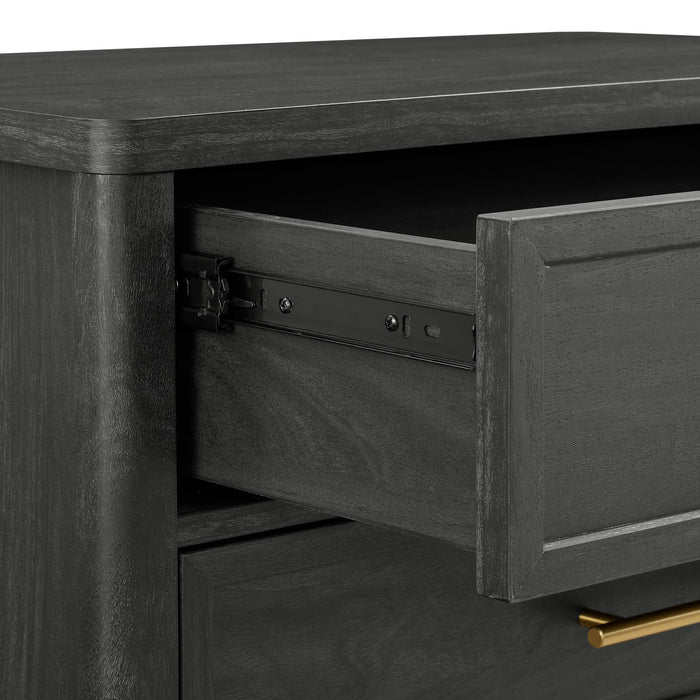 Better Homes & Gardens Oaklee 3 Drawer Nightstand with USB, Charcoal Finish - new