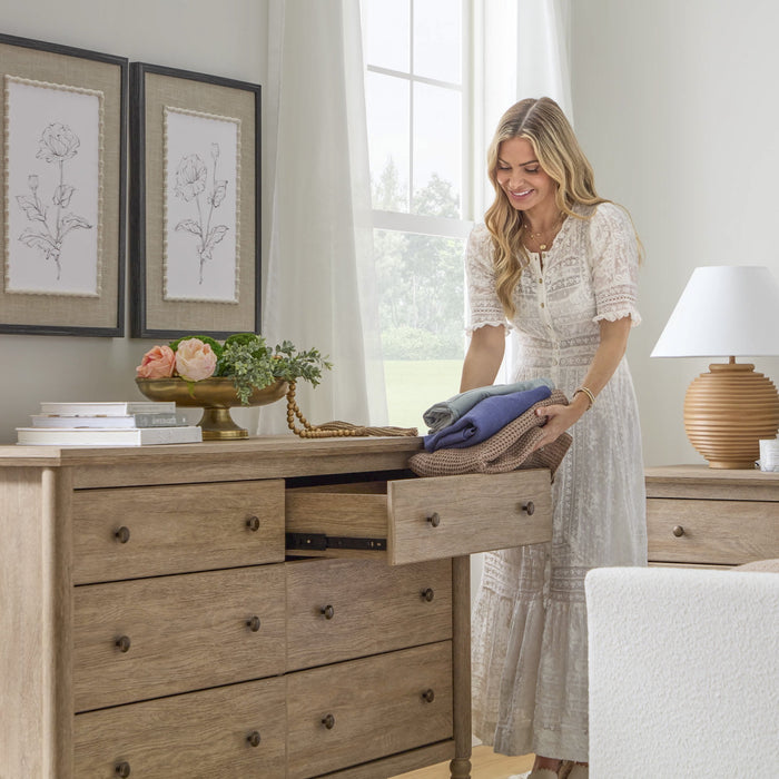 My Texas House Monroe 6-Drawer Dresser, Brushed Oak Finish - new