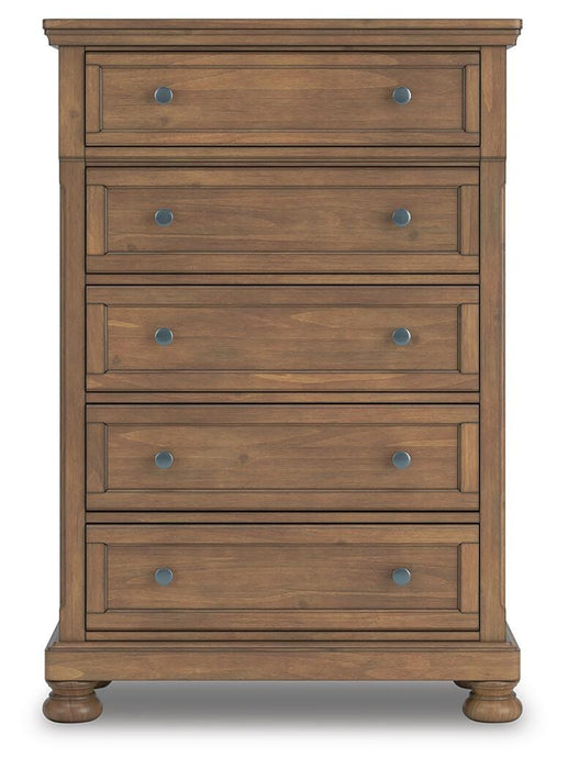 Vandenmore Medium Brown Five Drawer Chest
