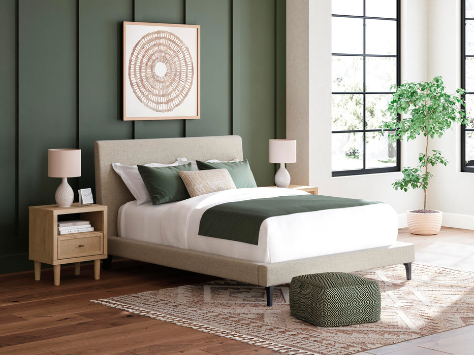 Cielden Soft Gray Queen UPH Bed w/Roll Slats