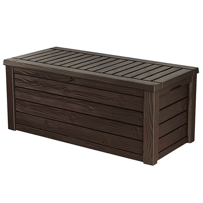 Keter Westwood Outdoor 150 Gal Deck Storage Box for Tools, Brown - new
