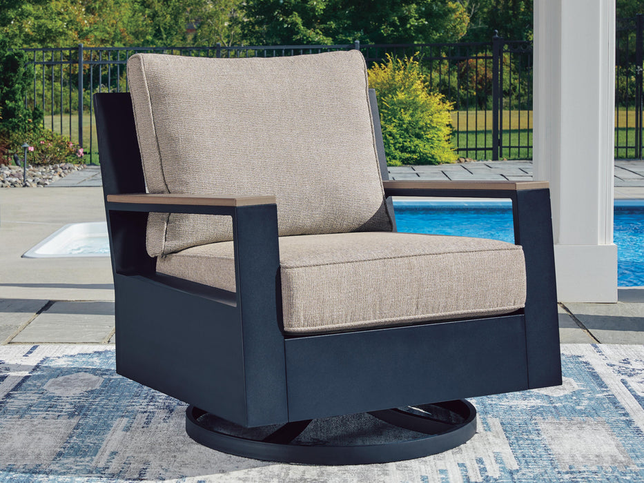 Mabry Shores Navy Blue/Driftwood Swivel Glider Chair w/Cushion