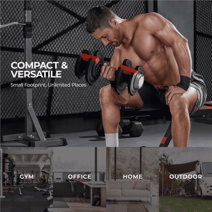 Yaheetech 40lb Adjustable Dumbbell Set with Anti-Slip Handle and Tray, Black - new