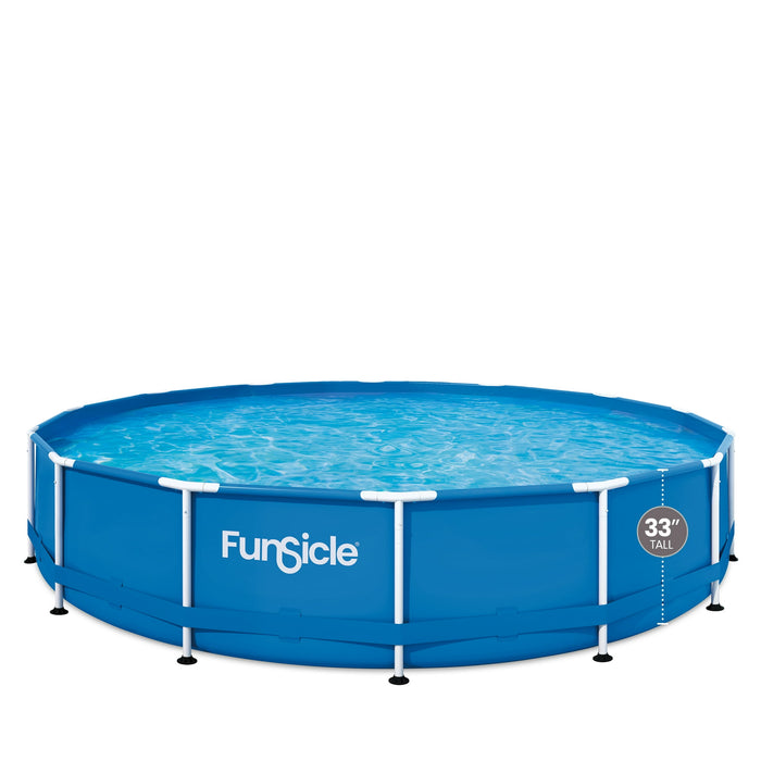 Funsicle 14ft Activity Above Ground Metal Frame Swimming Pool, Includes SkimmerPlus Pump, Round, Age 6 & up - new