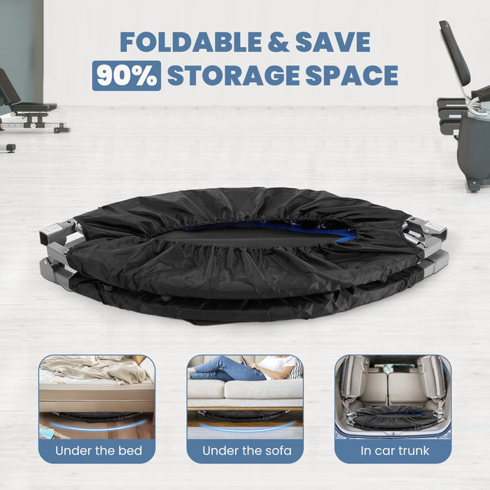 GIANNA 40" Collapsible Mini Trampoline, 330lbs Maximum Load Capacity, with Foam Handles, Exercise Trampoline Suitable for Adult Fitness, Kids, Indoor Outdoor, Blue - open_box