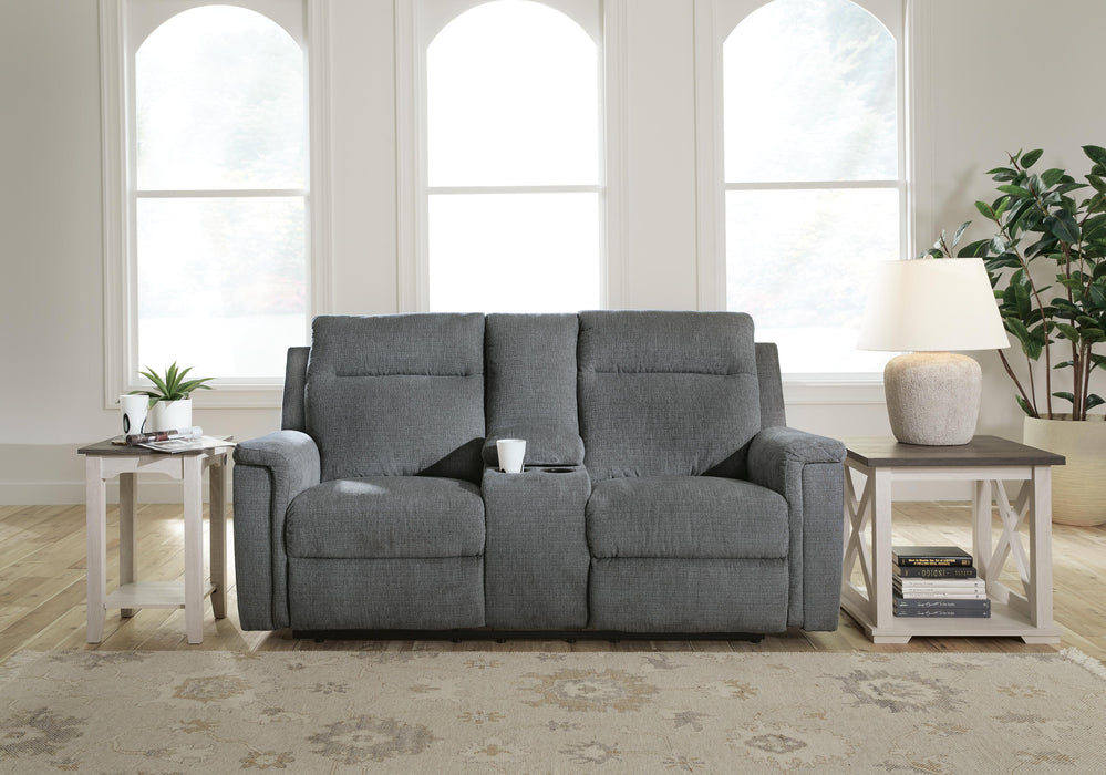 Barnsana Gravel Barnsana Power Reclining Loveseat with Console