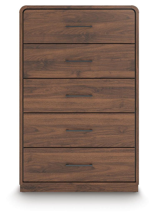 Hollinaze Walnut Brown Five Drawer Chest