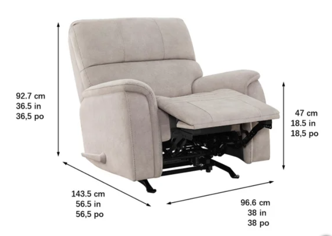 True Innovations Hayden Manual Rocker Recliner - use_like_new