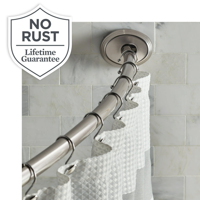 Better Homes & Gardens Dual Mount No Rust 50” to 72” Adjustable Curved Shower Curtain Rod, Nickel - open_box