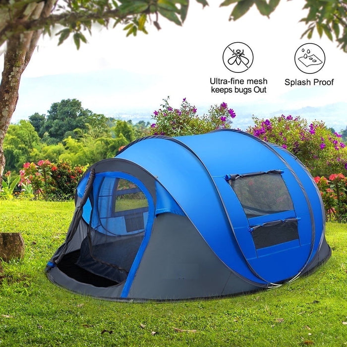 4 Person Pop Up Tents for Camping, CoPedvic Waterproof Instant Family Tents Upgraded Large Size with 2 Doors, Blue - new