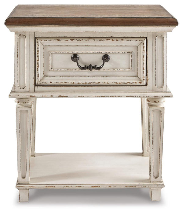 Realyn Chipped White One Drawer Night Stand