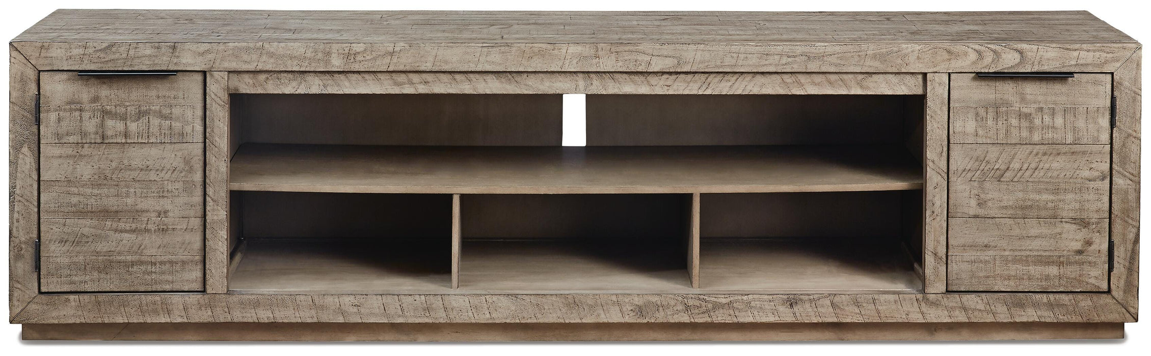 Krystanza Weathered Gray XL TV Stand w/Fireplace Option