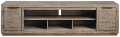 Krystanza Weathered Gray XL TV Stand w/Fireplace Option