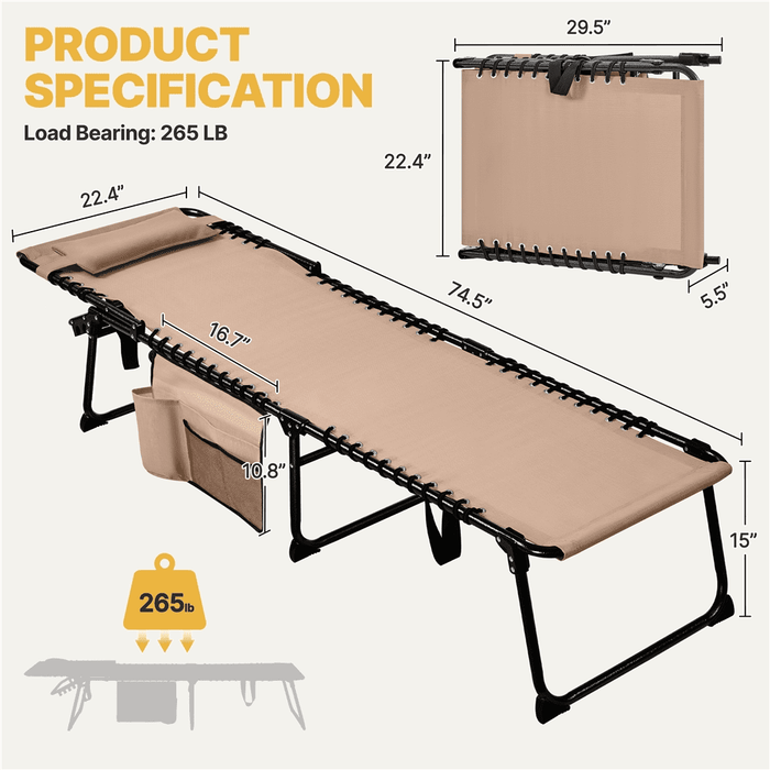 Renwick Outdoor Folding Tanning Chair with 5 Back Position, Beige - open_box