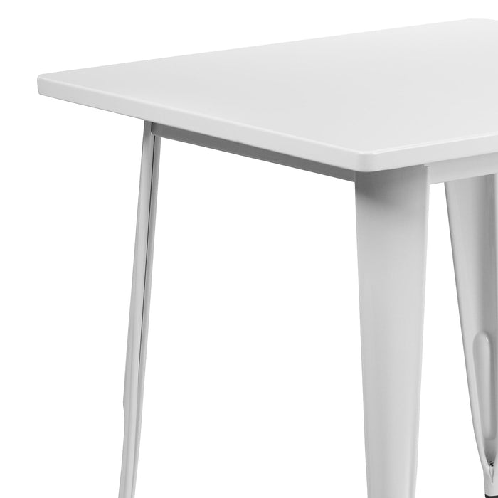 Flash Furniture Felix Commercial Grade 31.5" Square White Metal Indoor-Outdoor Table - new