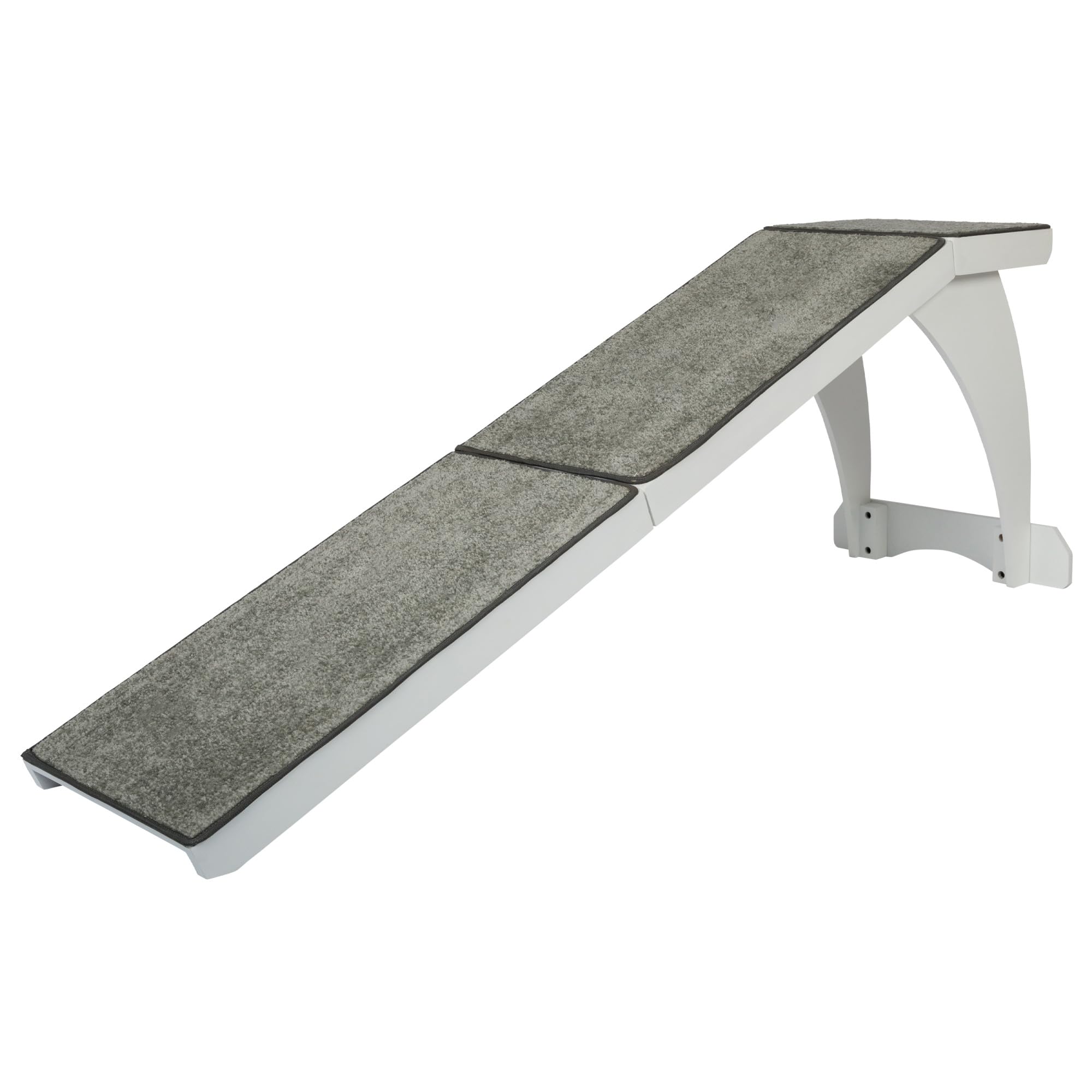 PetSafe CozyUp Bed Ramp - Durable Wooden Frame Supports up to 120 lb - Furniture Grade Wood Pet Ramp with White Finish - High-Traction Carpet Surface - Great for Older Dogs and Cats - open_box