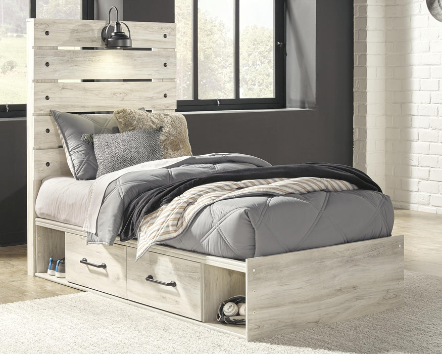 Cambeck Whitewash Cambeck Twin Panel Bed with 4 Storage Drawers
