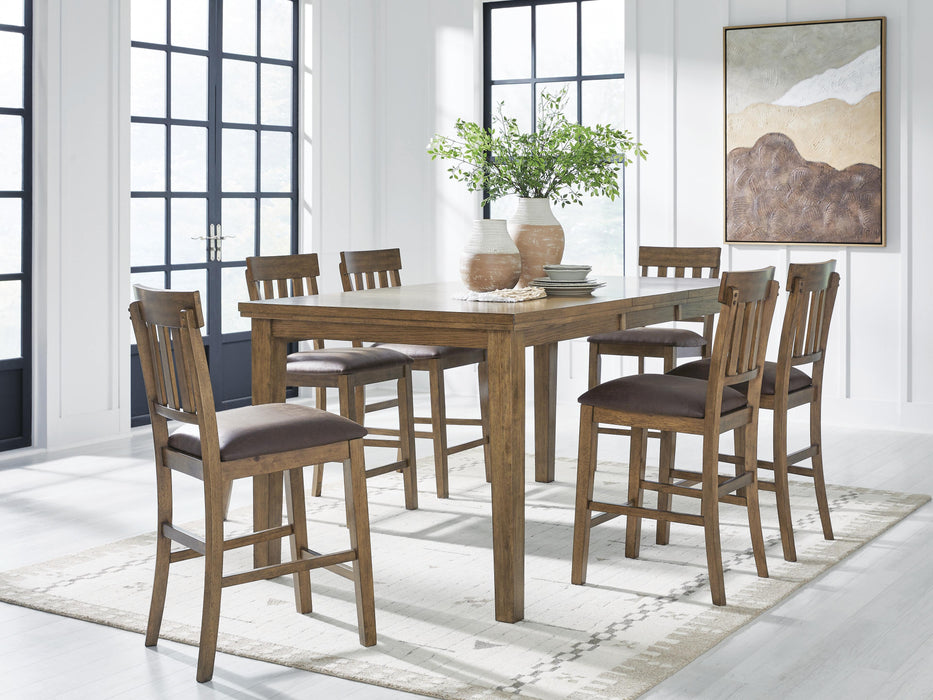 Broxtyn Light Brown Broxtyn Counter Height Dining Table and 6 Barstools