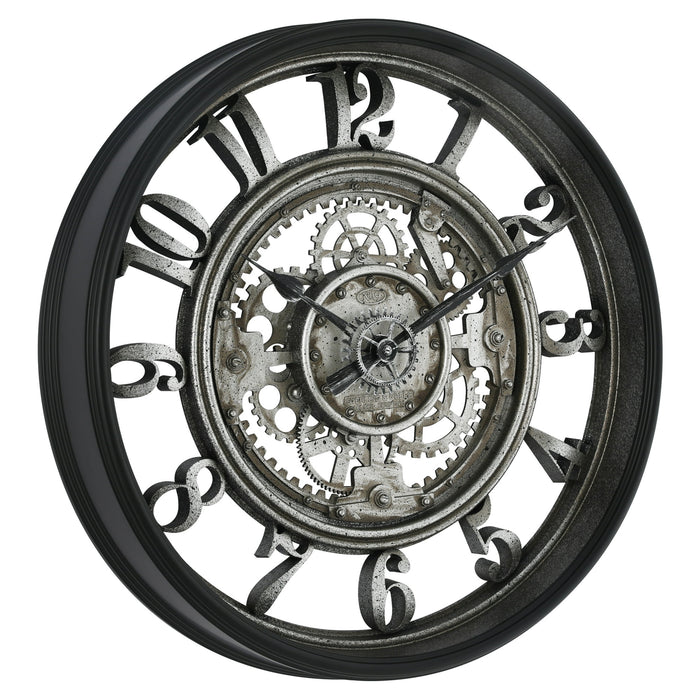 Better Homes and Gardens 20 Indoor Rustic Metal Arabic Moving Gear Analog Wall Clock - open_box
