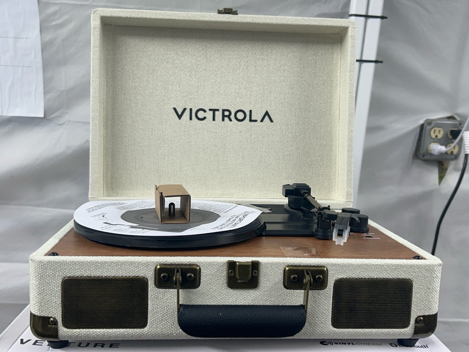 Victrola Venture Bluetooth Portable Mid-Century Modern Suitcase Record Player with 3-Speed Turntable & Built-in Speakers | Oak - new