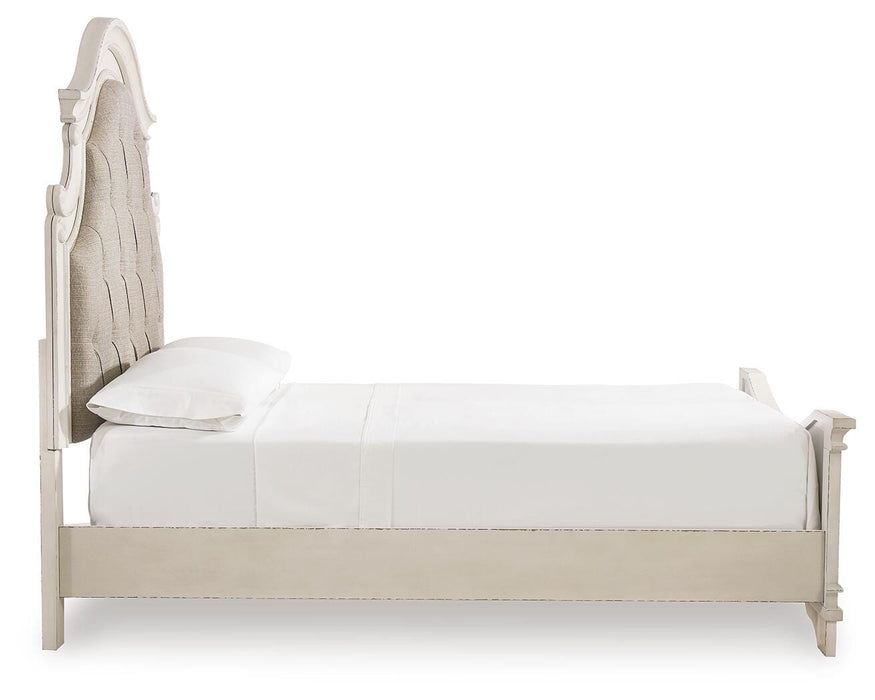 Realyn Chipped White Realyn Queen Upholstered Panel Bed - Brand New
