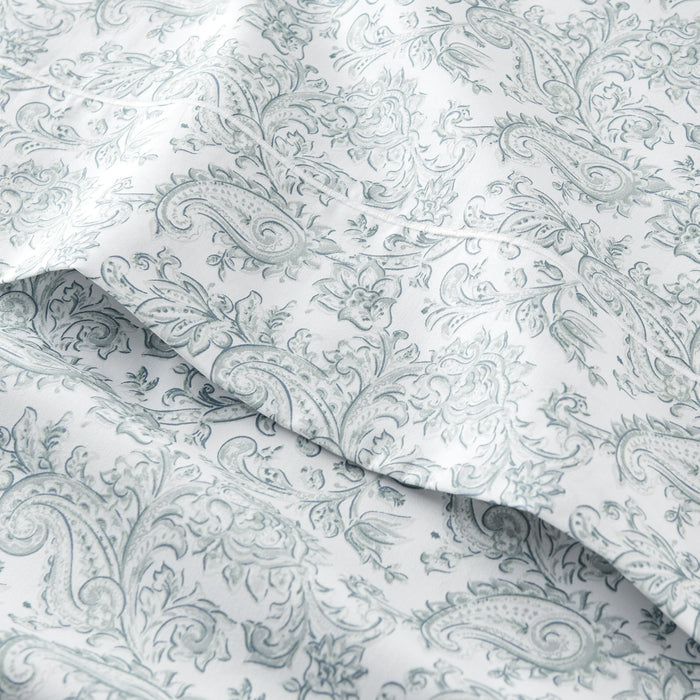 Better Homes & Gardens 4-Piece 400 Thread Count Paisley Green River Performance HYGROCOTTON® Sheet Set, Queen - open_box