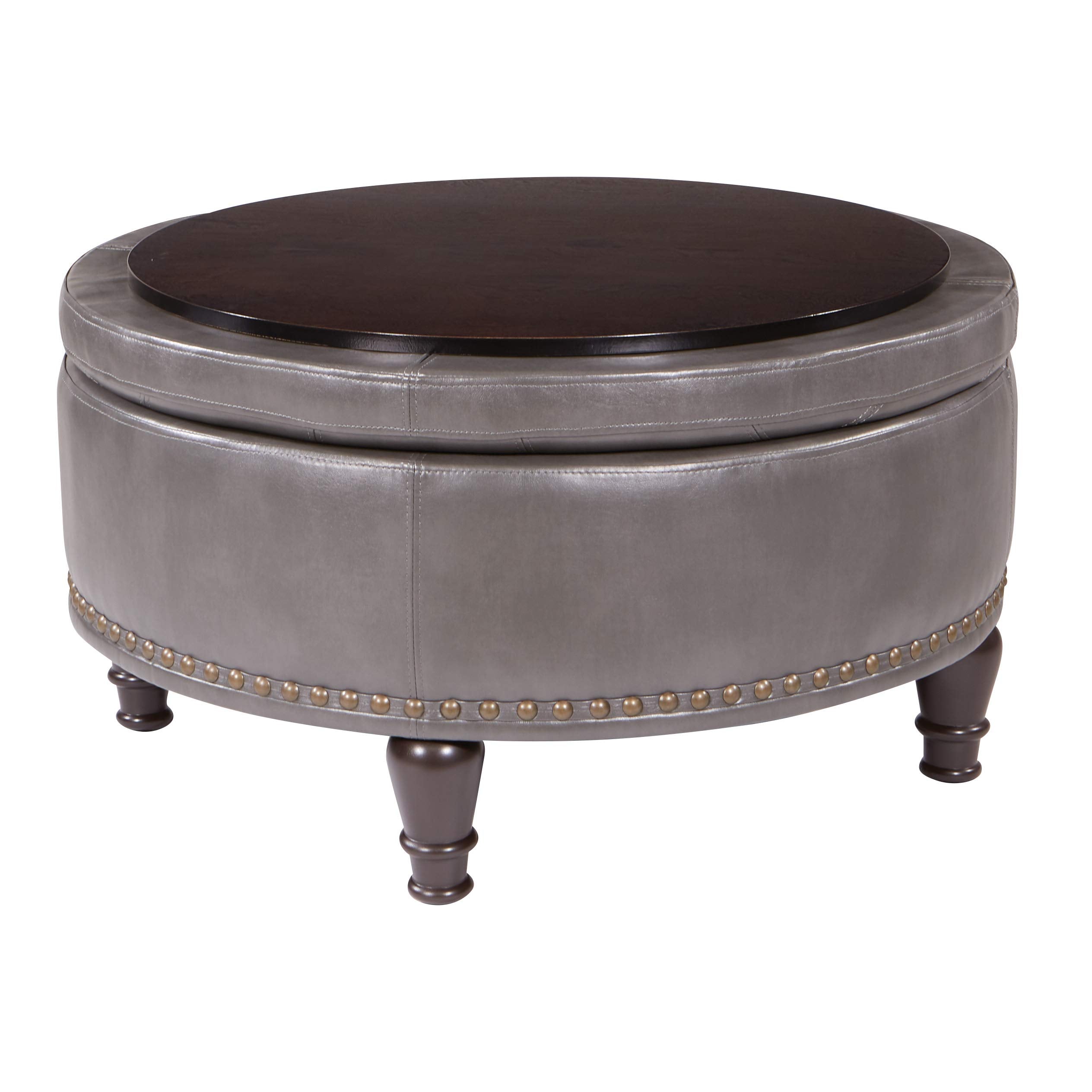 Office Star Inspired by Bassett Storage Ottoman in Pewter - new